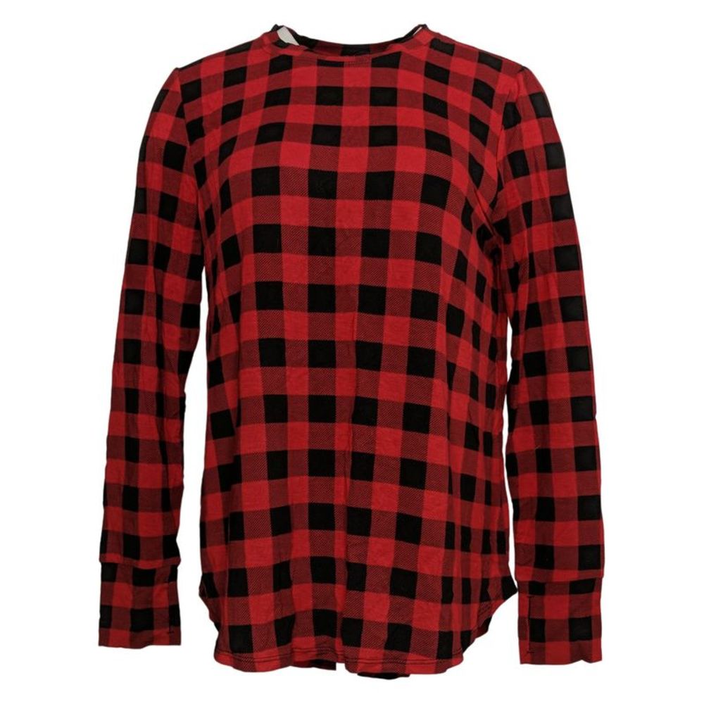 Cuddl Duds Red and Black Buffalo Plaid Long Sleeve Top